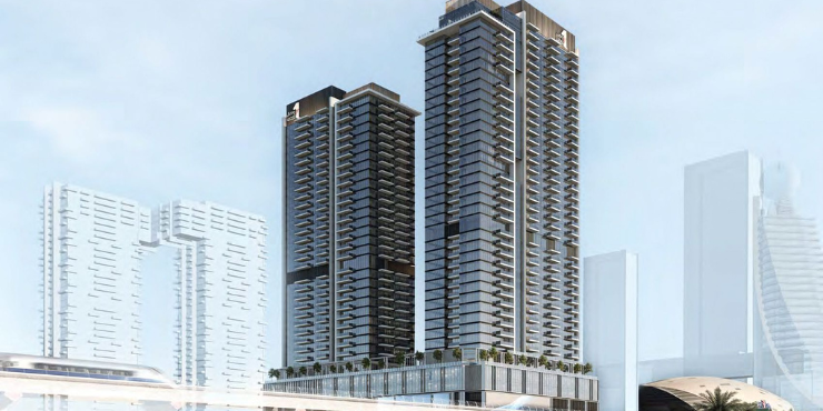 Luxury apartment building at Avenue Park Towers, Wasl 1, Dubai.