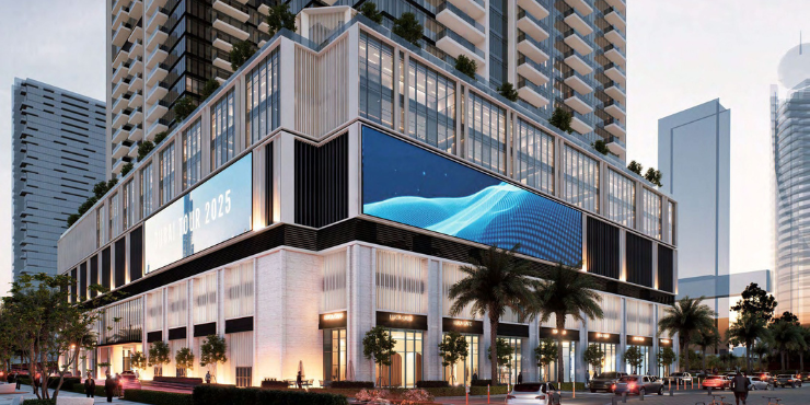 Panoramic view of Avenue Park Towers in the heart of Wasl 1, Dubai.
