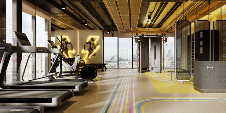 State-of-the-art fitness center at Avenue Park Towers, Dubai.