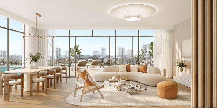 Bay Grove Residences Phase 2 modern living room with floor-to-ceiling windows