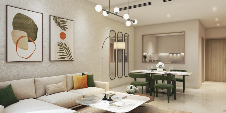 Spacious and modern apartment interiors in DAMAC Riverside Views with elegant design.