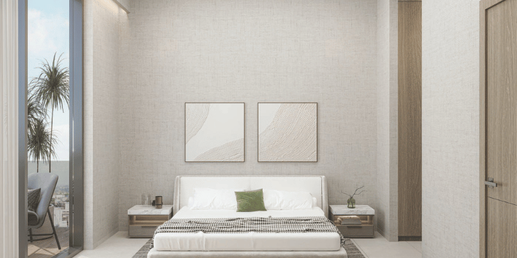 Enso Jade Bedroom: Luxurious master bedroom with refined, contemporary design.