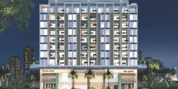 Enso Jade at Jumeirah Garden City Facade: Elegant modern design with luxury architecture.