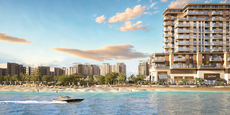 GEM Residences at Maryam Island stunning waterfront views from landscaped gardens.