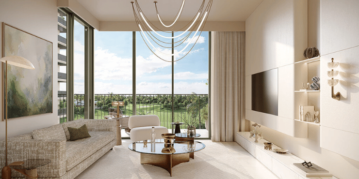 Golf Dale at Emaar South: Bright interiors with large windows and nature views.