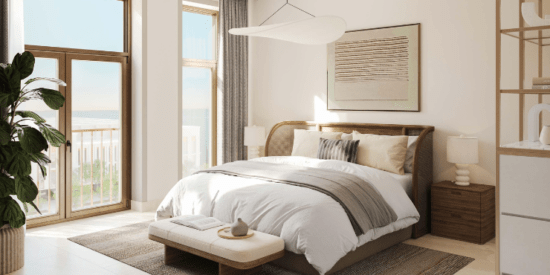 Nawayef Park Views: Luxury bedroom with scenic views in Abu Dhabi.