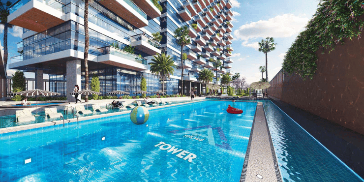 Infinity pool at Ocean Tower with panoramic sea views.