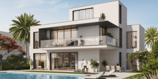Palmiera Villas Phase 2 exterior view in The Oasis, Dubai.