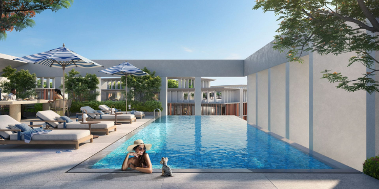 Swimming pools and recreational areas at Park Five in Dubai.