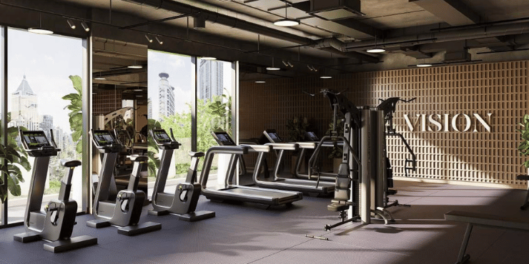 Platinum: Fully equipped fitness center in Liwan, Dubai.