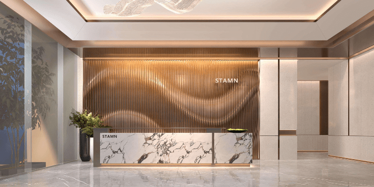 Stamn One Residences grand lobby with elegant design