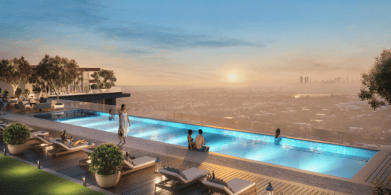 Swimming pool at Serenova residential complex.