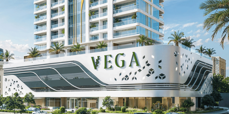 Vega Residence building facade with scenic surroundings.