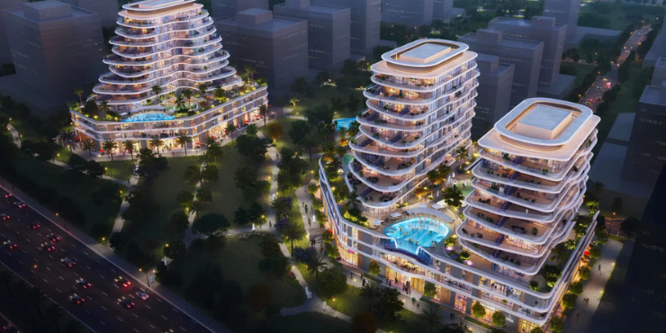 Modern architecture of Zephyra Residences in Dubai Islands