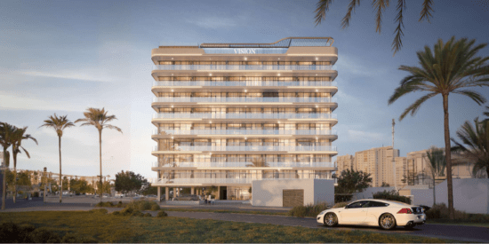 Luxury apartment exterior of Celine Residences in Liwan, Dubailand.