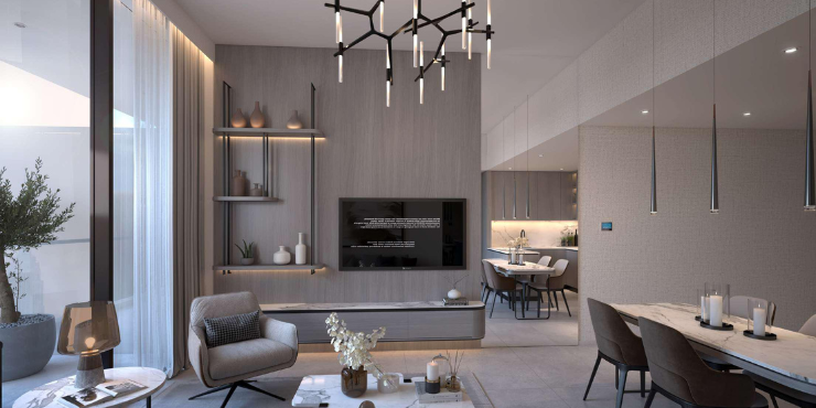 Spacious living room with modern finishes in a Celine Residences apartment.