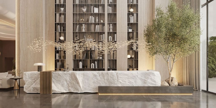Cove Living Residence exterior view showcasing the 37-storey luxury tower in DubaiLand.