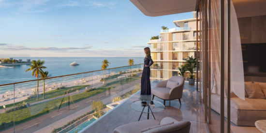 Breathtaking view of the Arabian Gulf from the balcony of a Flora Isle residence.
