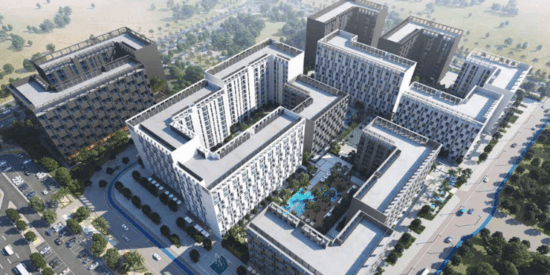 Nama 6: Modern apartment building in Al Mamsha Sharjah.