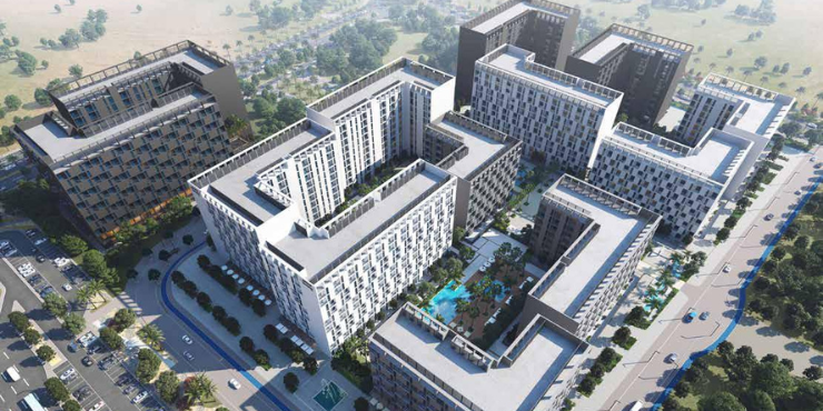 Nama 6: Modern apartment building in Al Mamsha Sharjah.