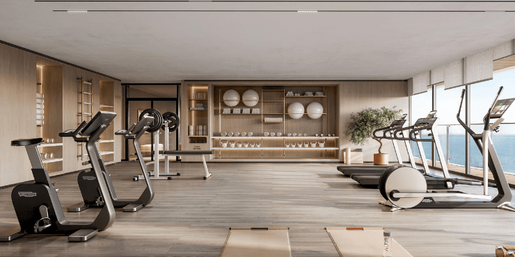 Modern fitness center at Uno Luxe, equipped with state-of-the-art gym equipment.