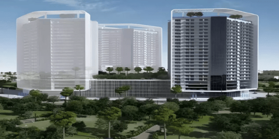 Exterior view of Haven Gardens by Metrical Real Estate in Jumeirah Village Circle, Dubai.