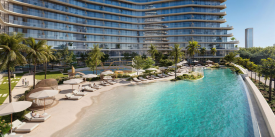 Lush green surroundings of 15 Cascade in Dubai Motor City.