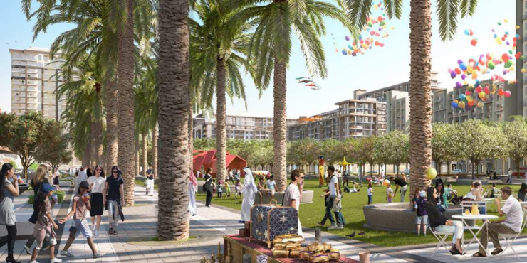 Ellison at Town Square Dubai: Lush parks and landscaped areas.