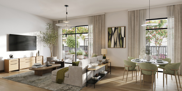 Ellison at Town Square Dubai: Spacious apartment layout with high ceilings.