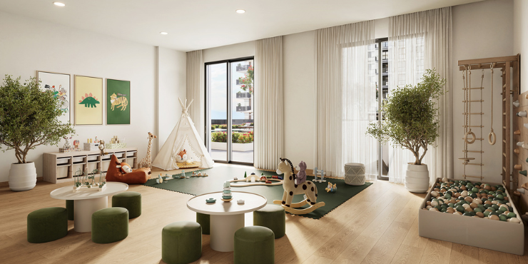 Ellison at Town Square Dubai: Spacious apartment layout with high ceilings.