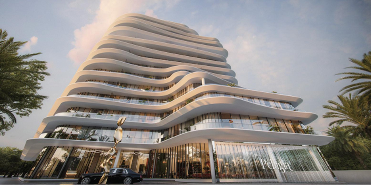 Wave-inspired architecture of Pelagia at Al Marjan Island, Ras Al Khaimah.