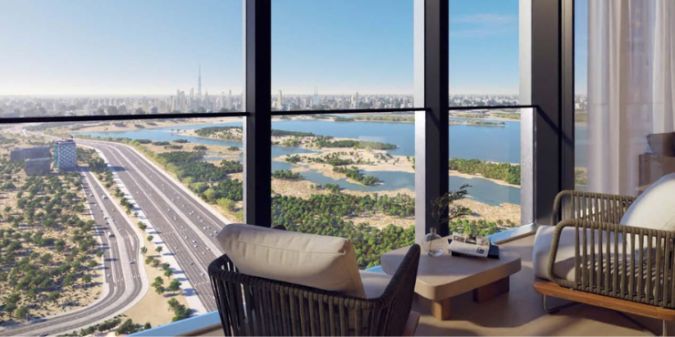 The Element at Sobha One: Modern 1BR apartment with panoramic views of Dubai Creek.